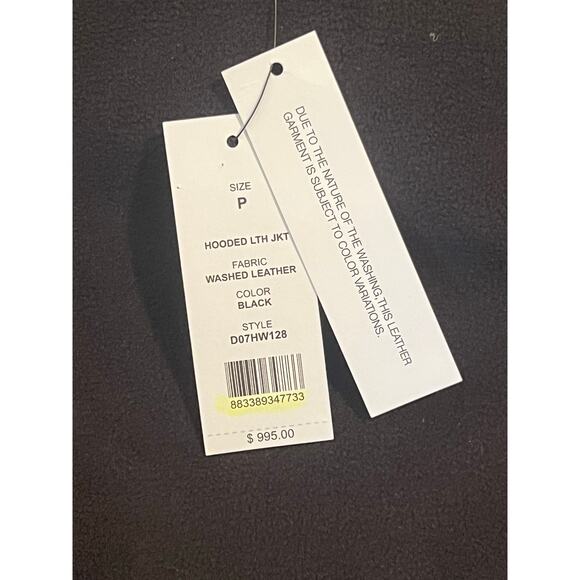 NWT Helmut Lang Hooded Fleece-lined Lamb Leather Jacket, Size P (XS) - Picture 5 of 7